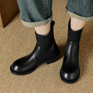 Large-Size Boots Knitted Skinny Short Boots Women's 2024 New Heel Socks Boots High Quality Shoes